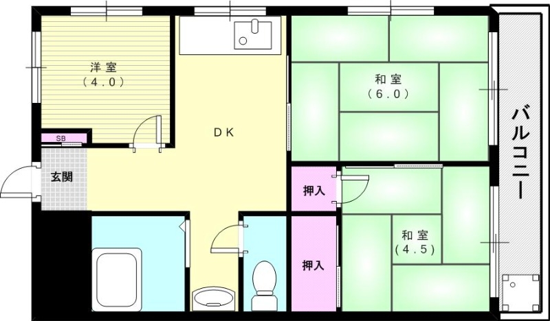 神戸市長田区丸山町のマンションの間取り