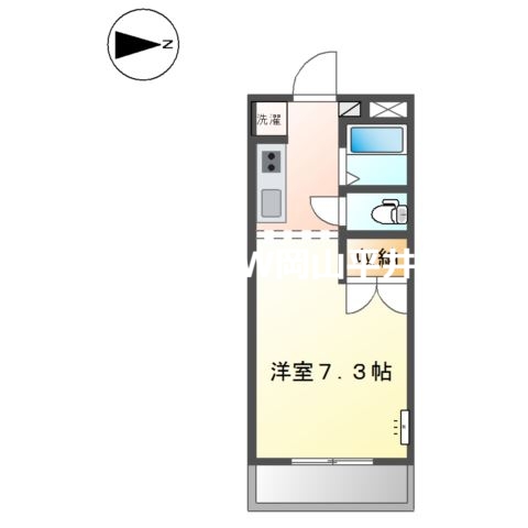 岡山市中区長岡のアパートの間取り