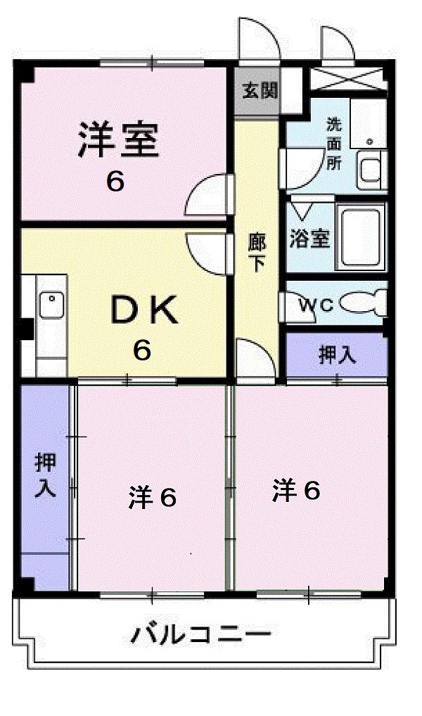 加古川市平岡町二俣のマンションの間取り