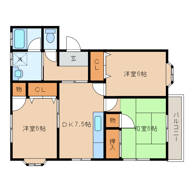 岩国市青木町のアパートの間取り