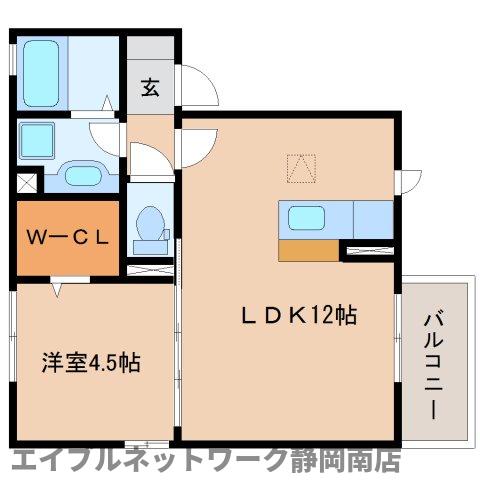 藤枝市瀬古のアパートの間取り