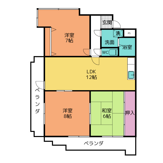 サンライズＳ．ＯＫＡＤＡの間取り