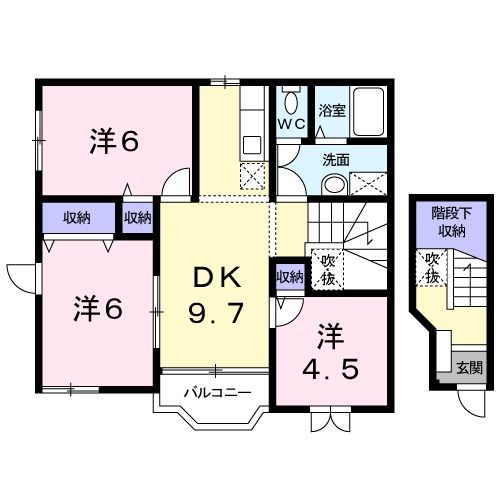 松阪市駅部田町のアパートの間取り