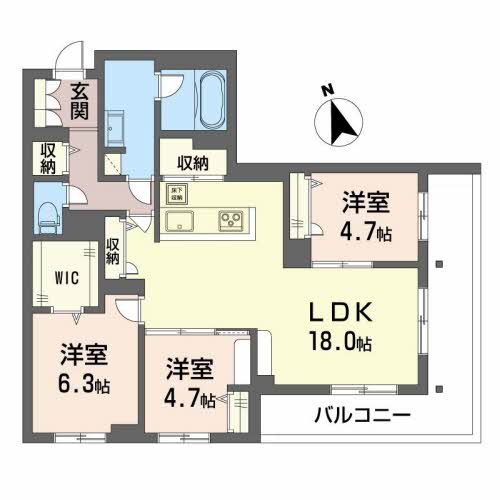 倉敷市西阿知町西原のマンションの間取り