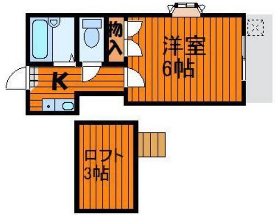 岡山市中区原尾島のアパートの間取り