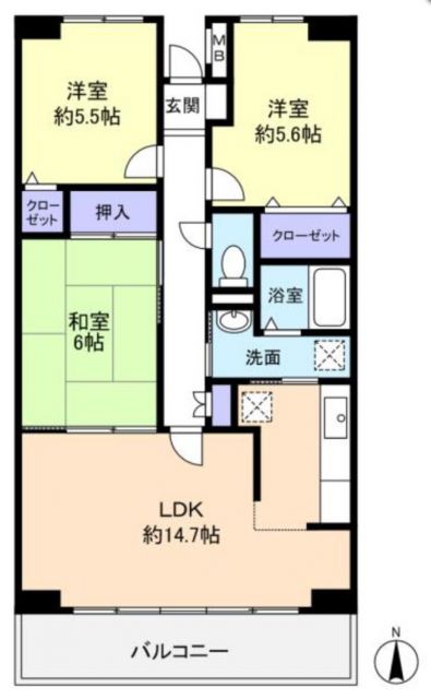 【八千代市大和田新田のマンションの間取り】