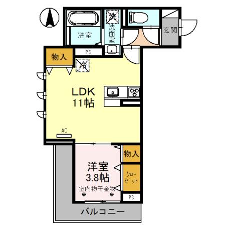 富山市黒瀬北町のアパートの間取り