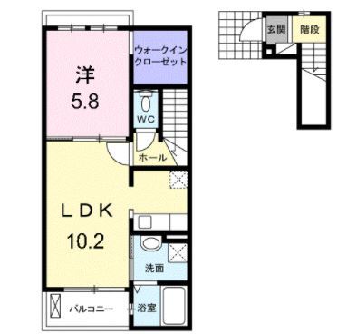 岡山市中区海吉のアパートの間取り