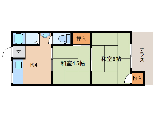 奈良市青野町のアパートの間取り