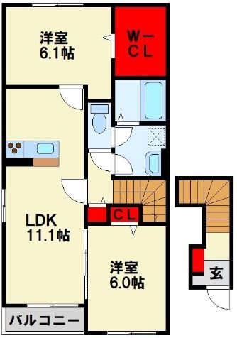 ティーダ水巻 A棟の間取り