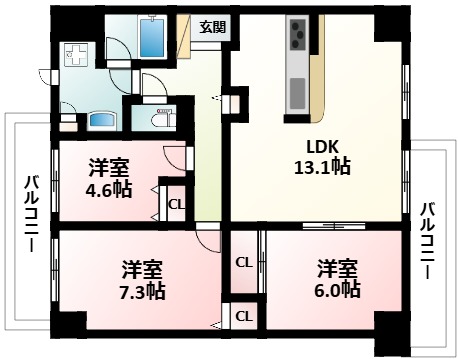 グランツ新大阪の間取り