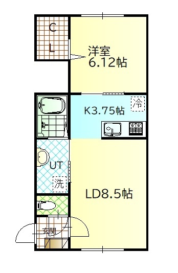 旭川市豊岡五条のアパートの間取り