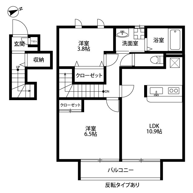 青梅市長淵のアパートの間取り