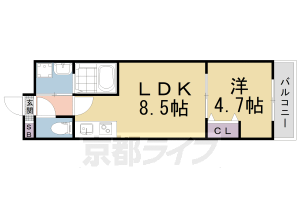 京都市上京区西熊町のマンションの間取り