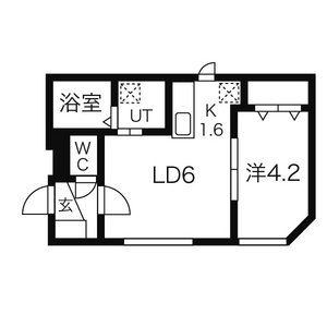 キューブ二十四軒4・4の間取り