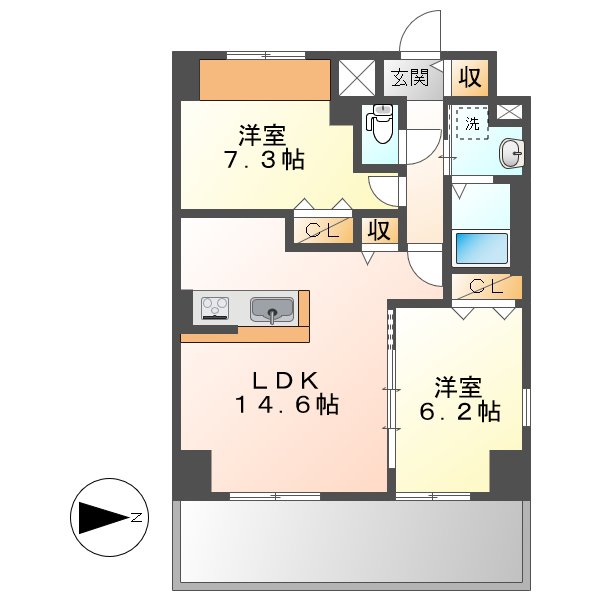 倉敷市幸町のマンションの間取り