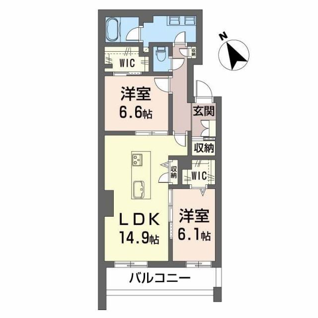 四日市市本郷町のマンションの間取り