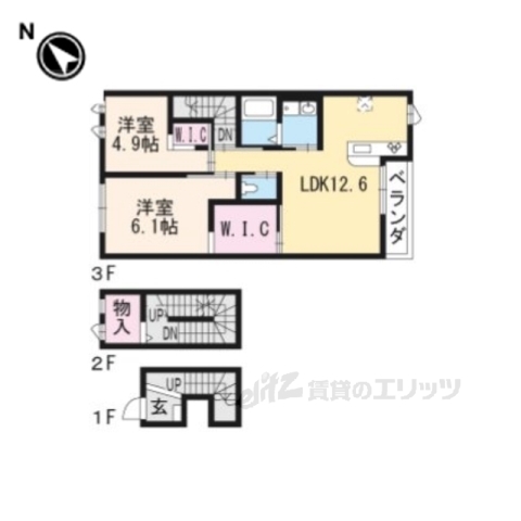 大津市下阪本のアパートの間取り