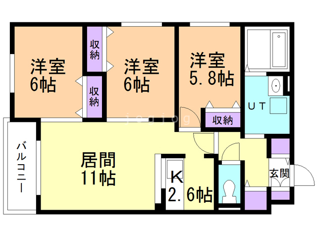 札幌市白石区本通のマンションの間取り