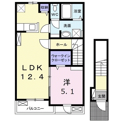 広島市西区南観音町のアパートの間取り