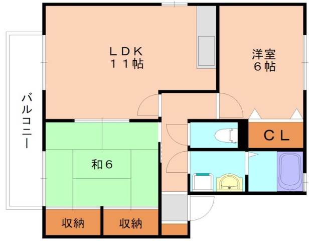 宗像市くりえいとのアパートの間取り