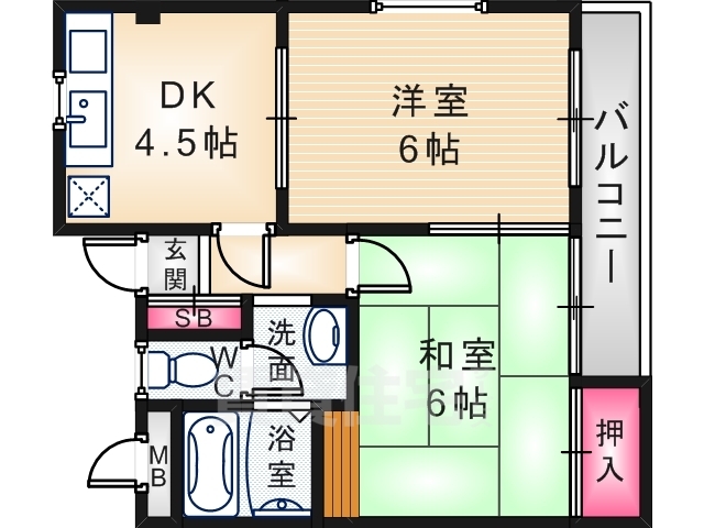 尼崎市杭瀬南新町のマンションの間取り