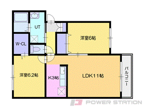 小樽市新富町のアパートの間取り