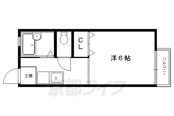 京都市左京区北白川東伊織町のアパートの間取り