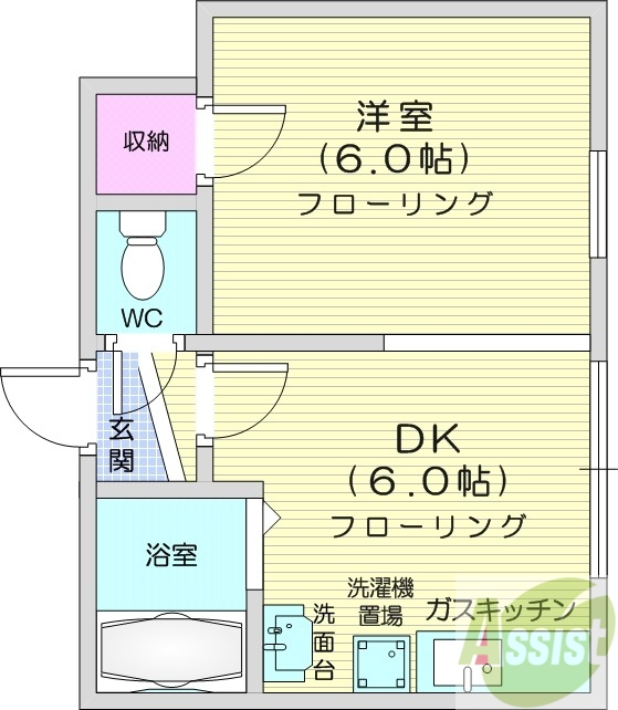 札幌市北区新琴似五条のアパートの間取り