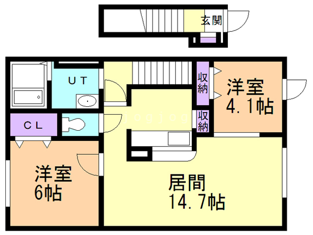 釧路市鳥取南のアパートの間取り