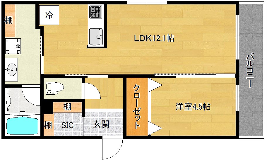 京都市北区上賀茂豊田町のマンションの間取り