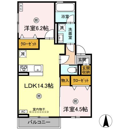 米子市陰田町のアパートの間取り