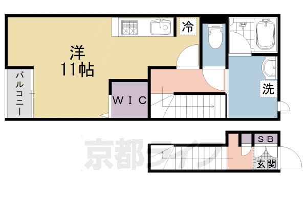 京都市北区上賀茂西後藤町のアパートの間取り