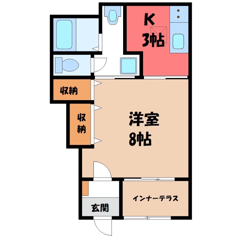 栃木市平柳町のアパートの間取り