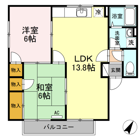 広島市安佐北区亀山南のアパートの間取り