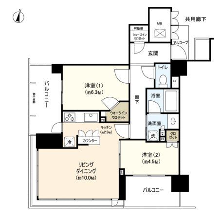 ロジュマンタワー梅田の間取り