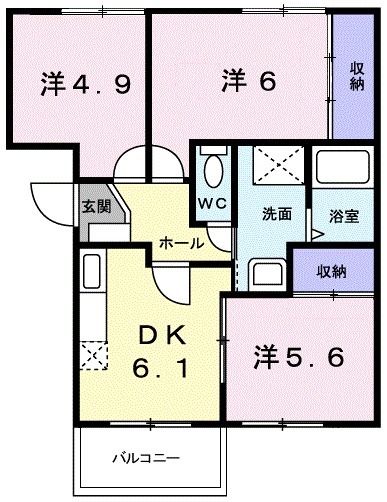 桑名市大字東方のマンションの間取り