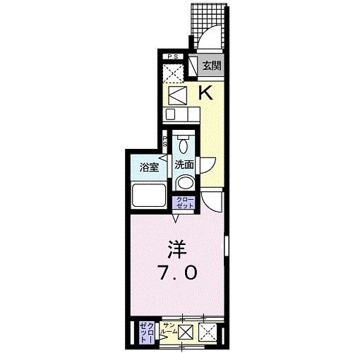 鎌倉市長谷のアパートの間取り