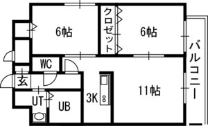 【Ｌｅｎｎｏｎ　Ｔｅｒｒａｚａ６－３の間取り】