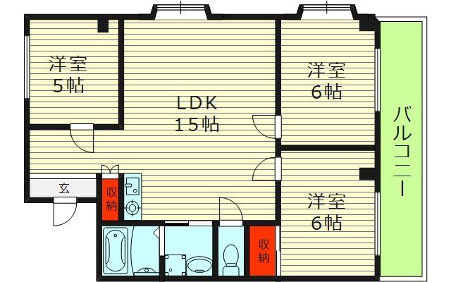 大阪市東成区深江北のマンションの間取り