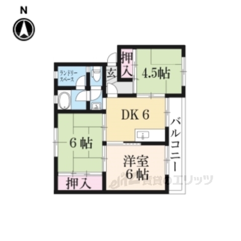 京都市伏見区深草西浦町７丁目のマンションの間取り