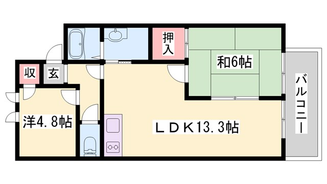 ガーデンハイツ緑ヶ丘　Ａ棟の間取り