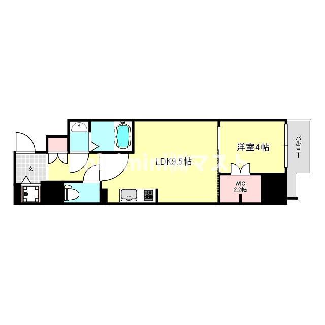 【大阪市西区南堀江のマンションの間取り】