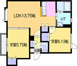 夕張郡長沼町あかねのアパートの間取り