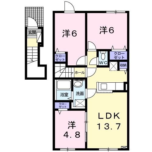 滝川市緑町のアパートの間取り