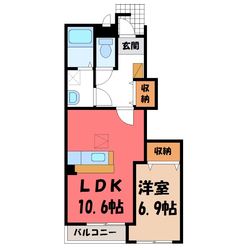 栃木市片柳町のアパートの間取り