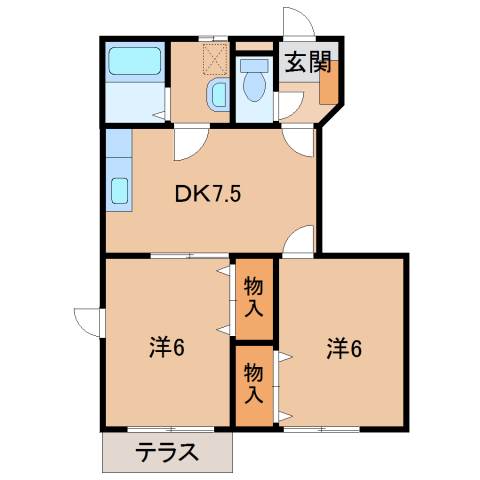 橋本市賢堂のアパートの間取り