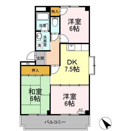 コーポタウン宮ノ北　(南棟)の間取り