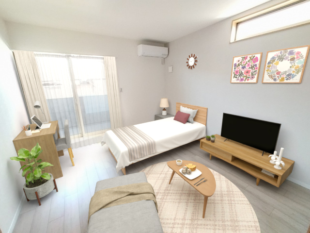 居室・リビング　家具、家電の３Ｄ加工写真の為、実際には設置されていません。