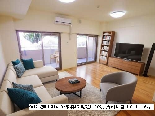 居室・リビング　※ＣＧ加工のため家具は現地になく、賃料に含まれません。